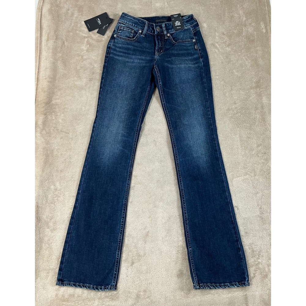 Silver Jeans Co. Curvy Fit Mid Rise Denim Pants Women's 25(24) Dark Blue NEW
